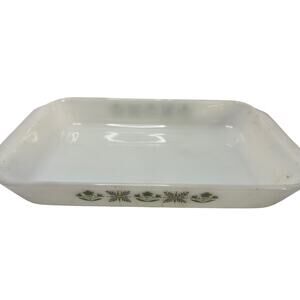 Anchor Hocking 8X12 Casserole Dish Green On White Fire King Pre-Owned